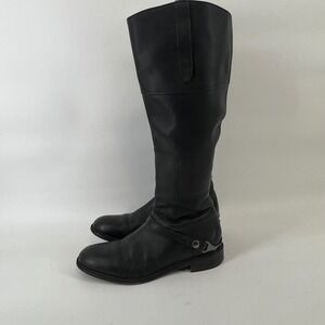 Johnston & Murphy Womens 8M Black Leather Tall Riding Harness Boots Knee High